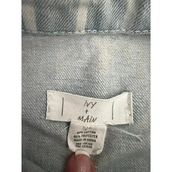 Women's Large Ivy&Main‎ Blue & White Jean Jacket - Picture 3 of 7